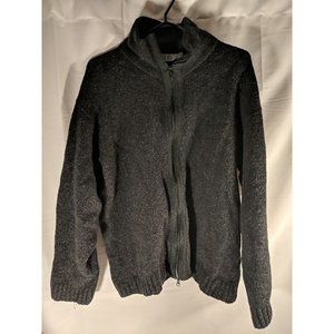 Flume Wool Full Zip Sweater Charcoal Gray Women's Large L Made in Italy Knit
